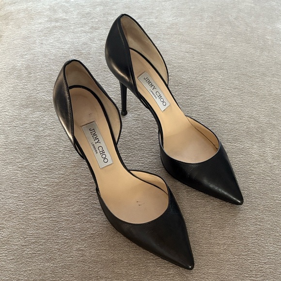 Jimmy Choo Addison 80 Leather d'Orsay Pumps - Picture 3 of 11